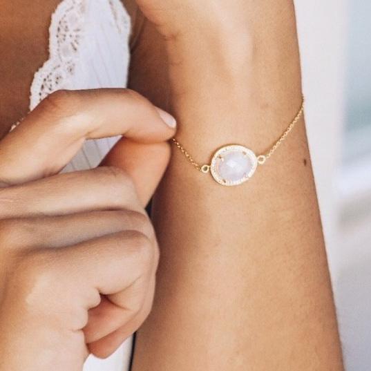 Gold Moonstone Halo Bracelet - Simone Watson Jewellery