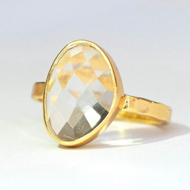 Gold Crystal Solitaire Ring - Simone Watson Jewellery
