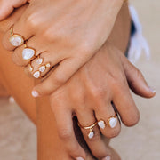 Gold Moonstone Halo Ring - Simone Watson Jewellery