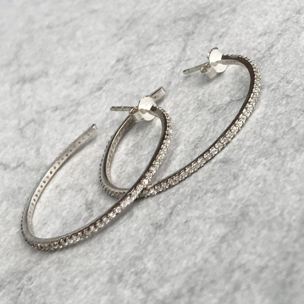 Silver Pave Hoops - Simone Watson Jewellery