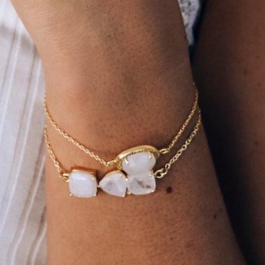 Gold Moonstone Bar Bracelet - Simone Watson Jewellery