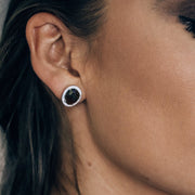 Silver Smokey Quartz Halo Stud Earrings - Simone Watson Jewellery