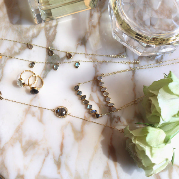 Gold Labradorite Bar Necklace - Simone Watson Jewellery