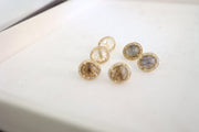 Gold Crystal Halo Stud Earrings - Simone Watson Jewellery