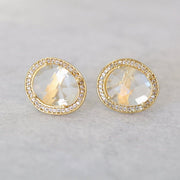 Gold Crystal Halo Stud Earrings - Simone Watson Jewellery