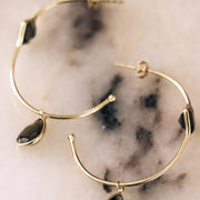 Gold Smokey Quartz Charm Hoop Earrings - Simone Watson Jewellery
