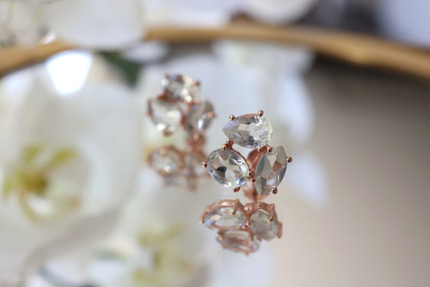 Rose Gold Green Amethyst Cluster Stud Earrings - Simone Watson Jewellery