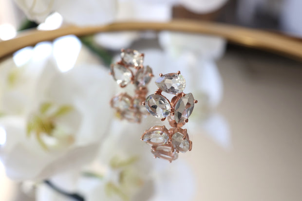Rose Gold Green Amethyst Cluster Stud Earrings - Simone Watson Jewellery