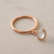 Green Amethyst stacking ring in rose gold pating