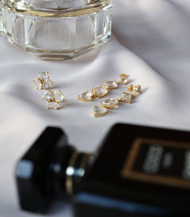 Gold Crystal Quartz Cascade Earrings - Simone Watson Jewellery