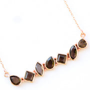 Rose Gold Smokey Quartz Bar Necklace - Simone Watson Jewellery