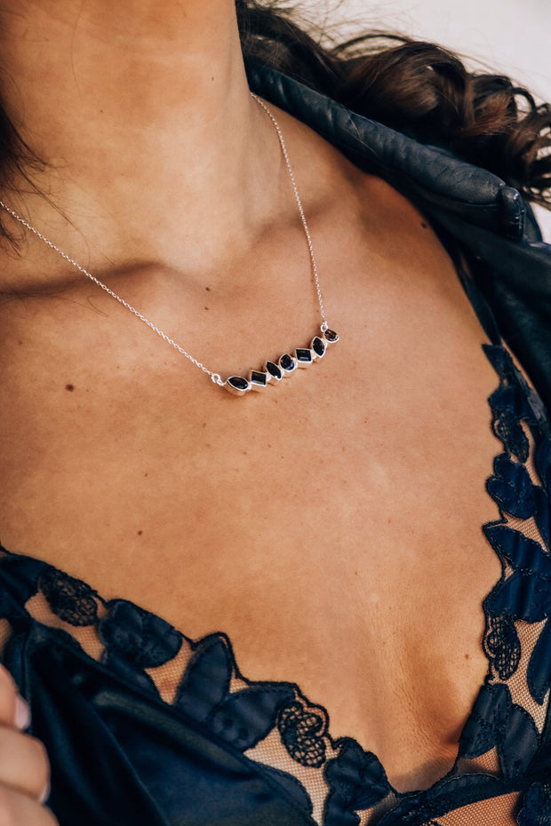 Silver Smokey Quartz Bar Necklace - Simone Watson Jewellery