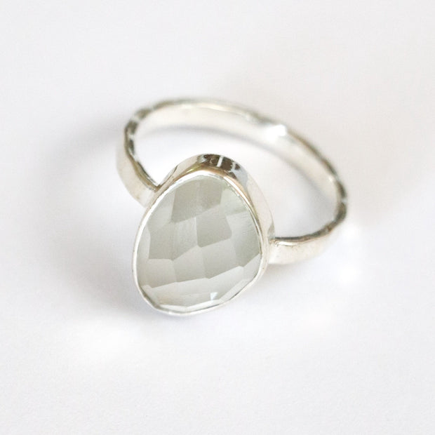 Silver Green Amethyst Solitaire Ring - Simone Watson Jewellery