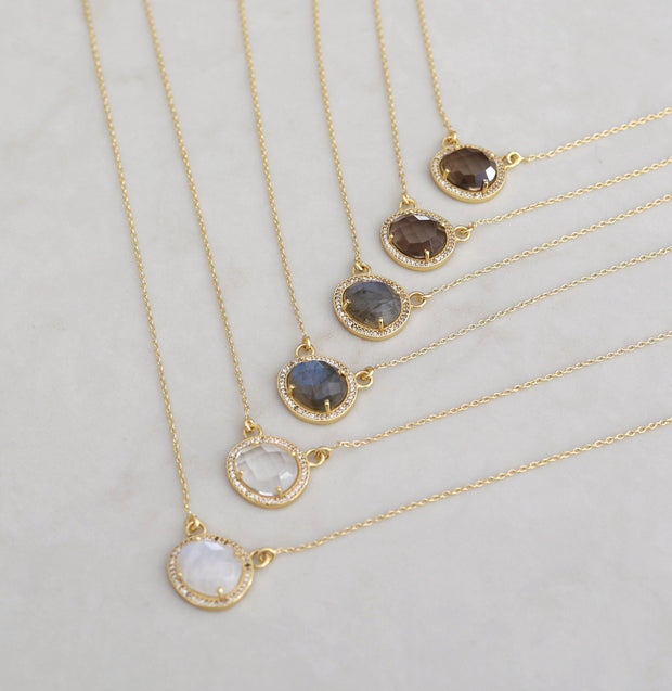 Gold Labradorite Halo Necklace - Simone Watson Jewellery