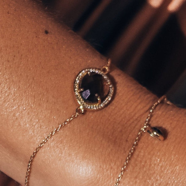 Gold Smokey Quartz Halo Bracelet - Simone Watson Jewellery