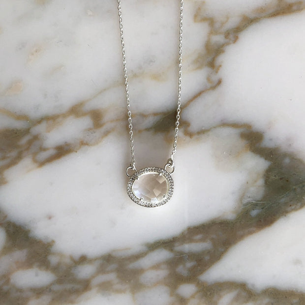 Silver Crystal Quartz Halo Necklace - Simone Watson Jewellery