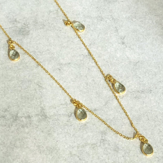 Green Amethyst Charm Necklace in Gold - Simone Watson Jewellery