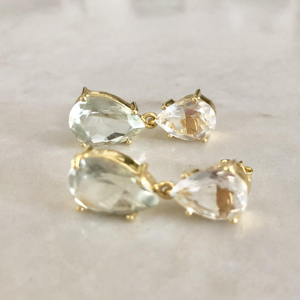 Classic and elegant drop earrings featuring two pear shaped Smokey Quartz stones - perfect to be worn for special occasions